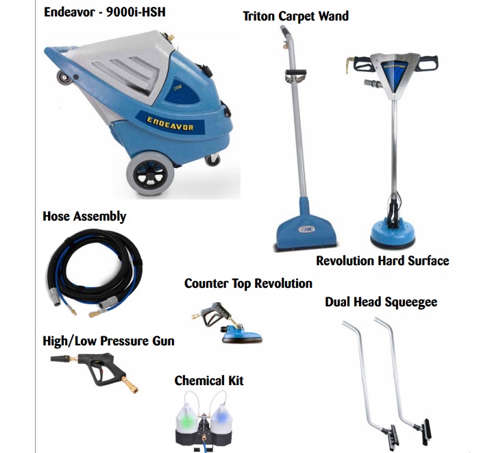 EDIC Endeavor Multi Surface 
Extractor, with Heat,
1200 psi pump - Complete Kit