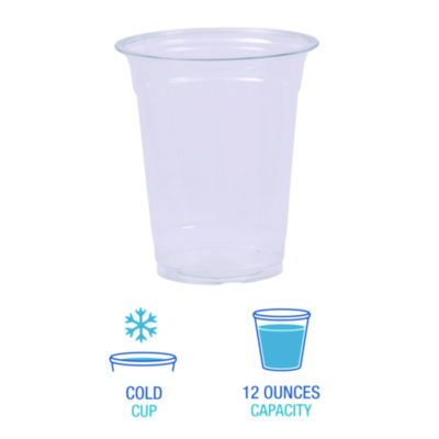 Boardwalk Clear Plastic Cold  Cups, 12 oz, 50/Sleeve, 20 