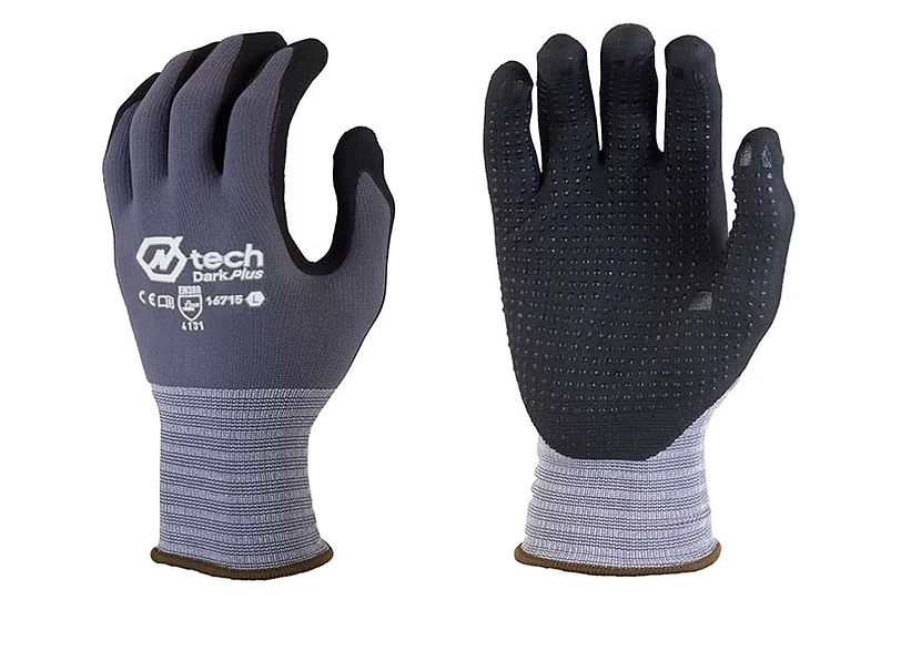 Black Foam Dotted Gloves Size  Large, Dozen