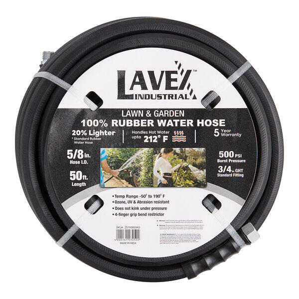 50&#39; 5/8&quot; Contractor Grade  Black Rubber Water Hose 500 