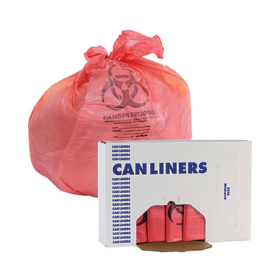 33X39 Red Biohazard Linear Low  Density Health Care Trash Can 