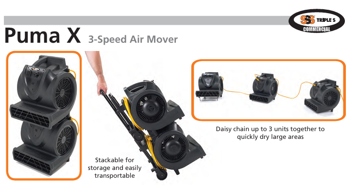 SSS PUMA X 3 SPEED AIR MOVER  WITH TRANSPORT KIT