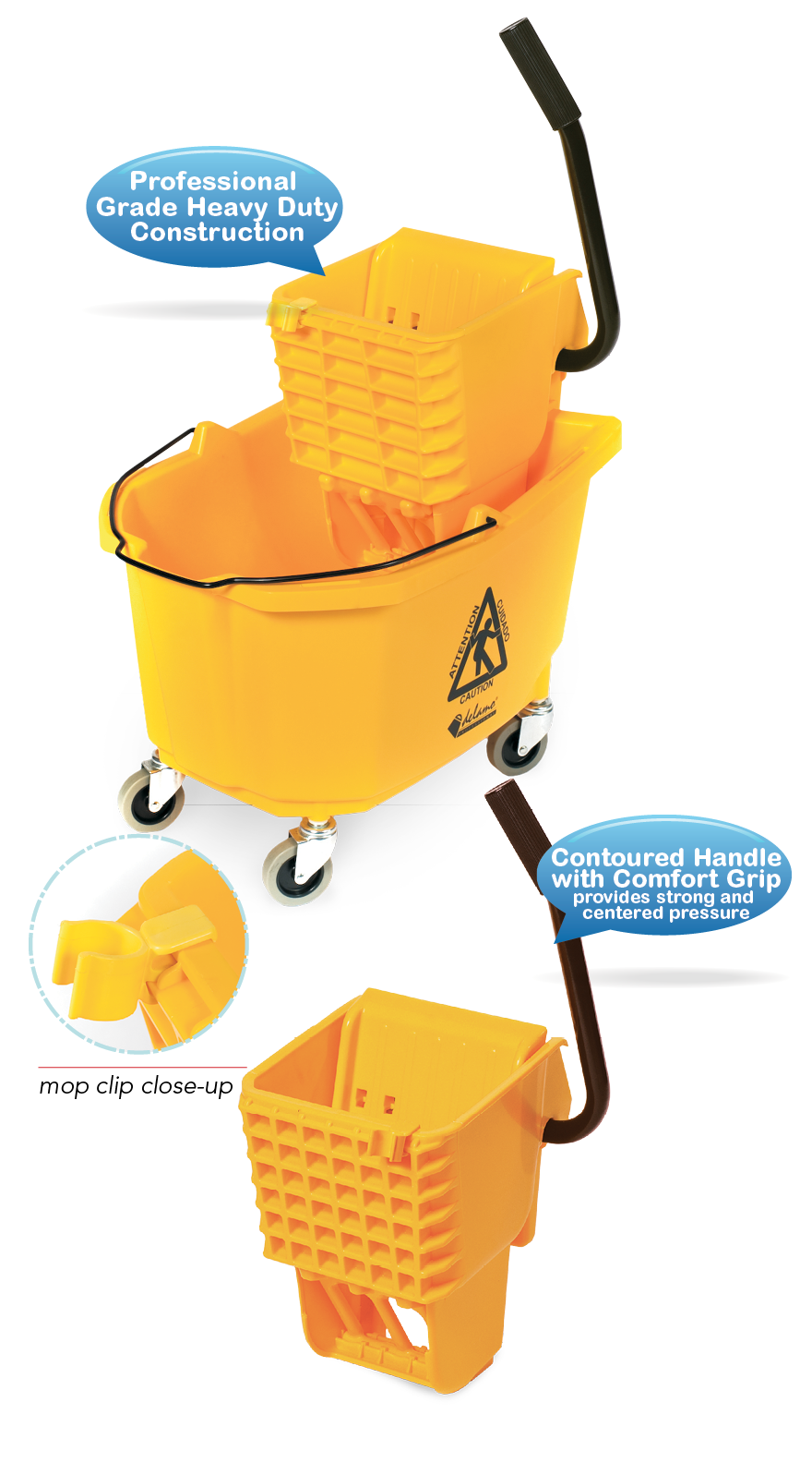 Delamo 35qt Mop Bucket  w/Wringer Sidepress Yellow