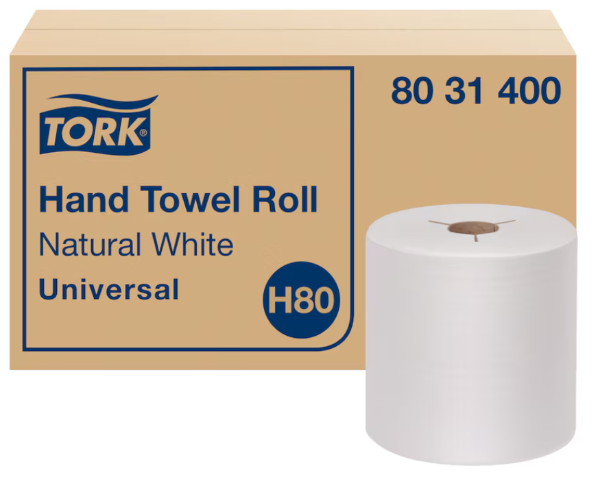 Tork GSC Hand Towel Roll,  Notched, White, 800&#39;, 6/Cs