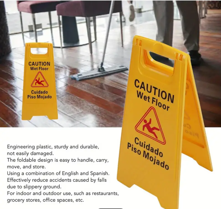 Wet Floor Sign, A-Frame,  bilingual